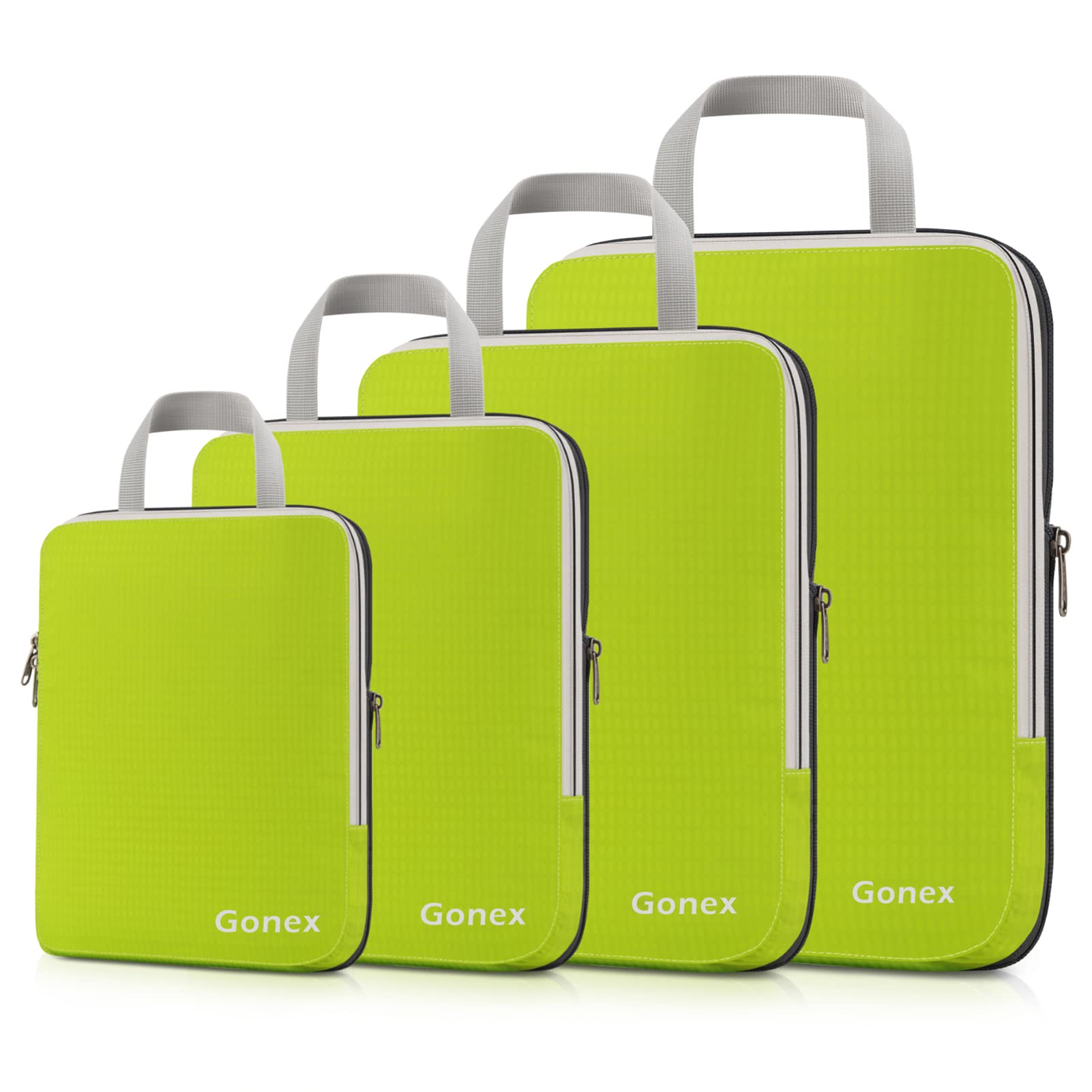 Gonex Compression Packing Cubes, 4pcs Expandable Storage Travel Luggage Bags Organizers (Green)