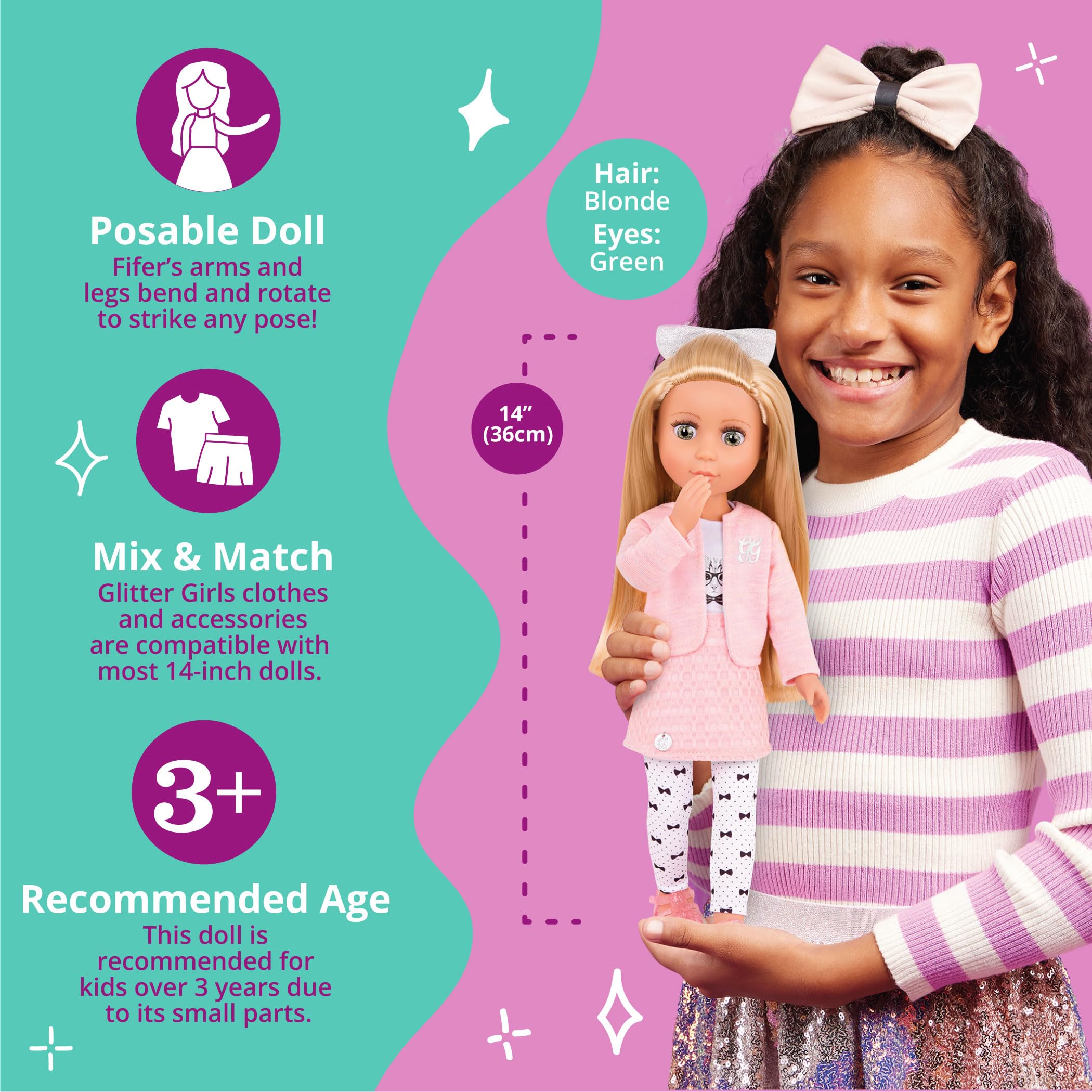 Glitter Girls - Fifer 14-inch Poseable Fashion Doll - Dolls for Girls Age 3 & Up