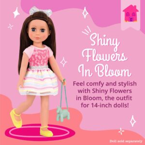 Glitter Girls by Battat - Shiny Flowers In Bloom Outfit -14" Doll Clothes– Toys, Clothes & Accessories For Girls 3-Year-Old & Up , Pink, includes Dress (1)