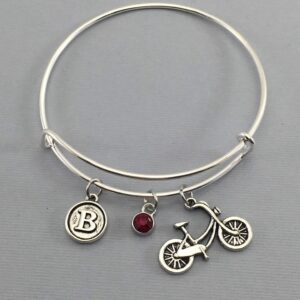 Bicycle - Bicycle Gift - Charm Bracelet - Initial Bracelet - Gift for Her - Gift Under 15 - Mothers Day Gift - Gift for Mom - Bike