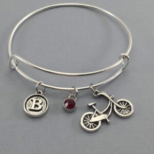 Bicycle - Bicycle Gift - Charm Bracelet - Initial Bracelet - Gift for Her - Gift Under 15 - Mothers Day Gift - Gift for Mom - Bike