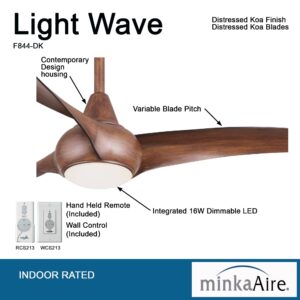 Minka-Aire F844-DK Light Wave 52" Ceiling Fan, Distressed Koa with Remote and Additional Wall Control