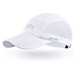 ELLEWIN Unisex Baseball Cap UPF 50 Unstructured Hat with Foldable Long Large Bill, A-white-ellewin Logo, M-L-XL