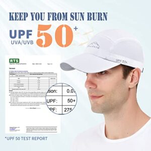 ELLEWIN Unisex Baseball Cap UPF 50 Unstructured Hat with Foldable Long Large Bill, A-white-ellewin Logo, M-L-XL