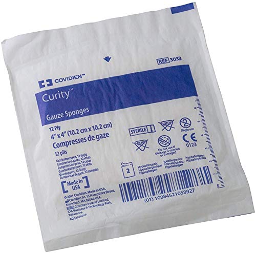 Health Care Logistics 3033 Curity Gauze Sponge, Sterile 2's in Peel-Back Package, 4" x 4", 12-ply (Pack of 50)