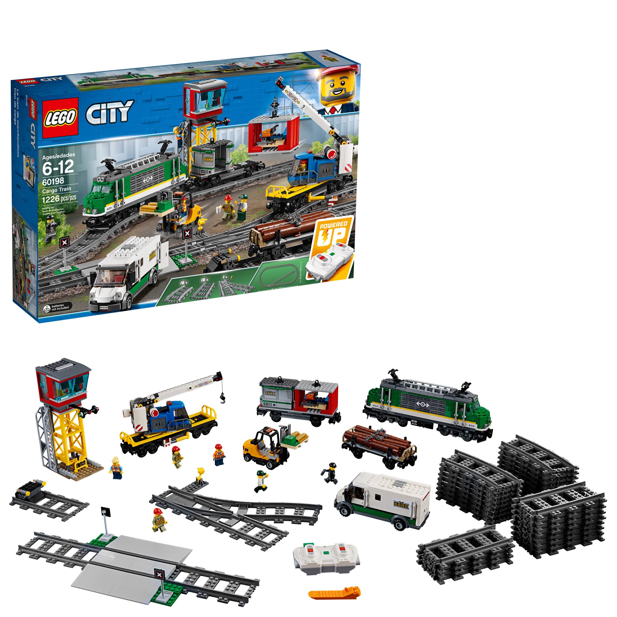 LEGO City Cargo Train 60198 Remote Control Train Building Set with Tracks for Kids, Top Present for Boys and Girls (1226 Pieces)