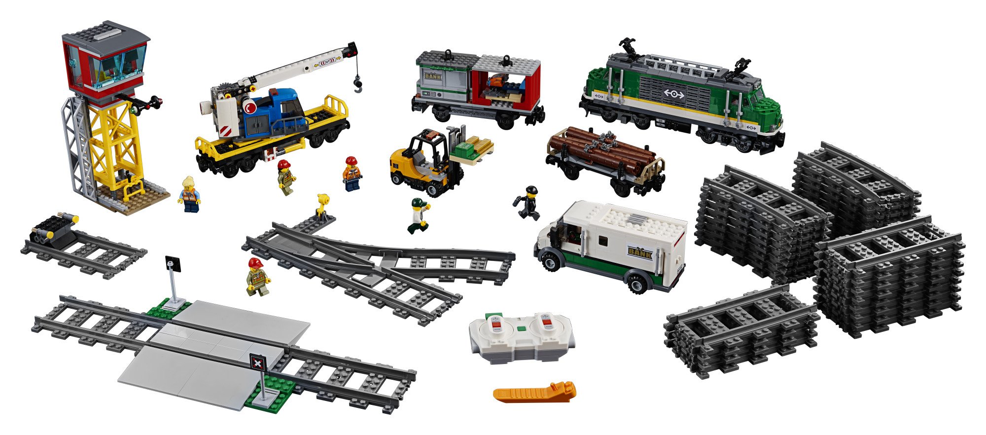 LEGO City Cargo Train 60198 Remote Control Train Building Set with Tracks for Kids, Top Present for Boys and Girls (1226 Pieces)