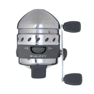 Muzzy 1097 XD Bow Fishing Reel with 150 line Installed & Extended Hood,Silver