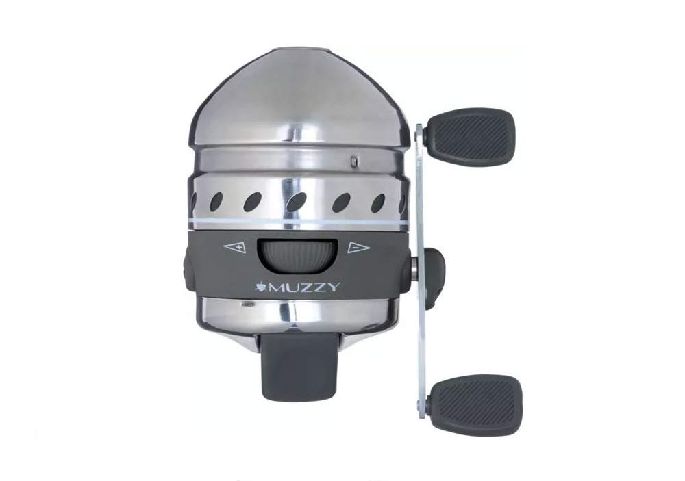 Muzzy 1097 XD Bow Fishing Reel with 150 line Installed & Extended Hood,Silver