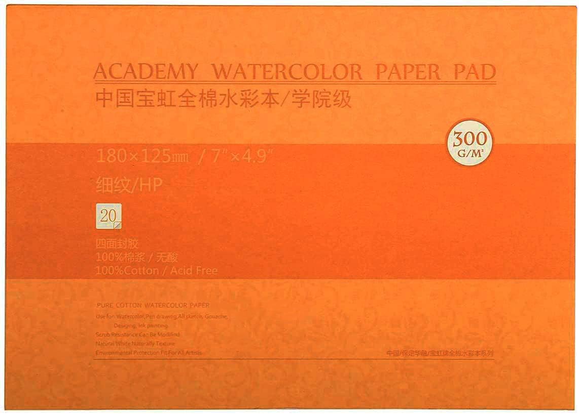 MEEDEN 5X7" Watercolor Paper Block, 20 Sheets (140lb/300gsm), Smooth Surface 100% Cotton, Hot Press, Acid-Free Art Paper for Painting & Drawing, Wet, Mixed Media