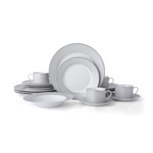 mikasa percy 20-piece porcelain dinnerware set, service for 4, grey