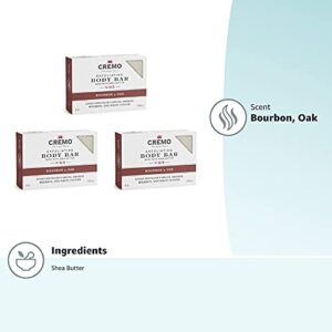 Cremo Bourbon & Oak Exfoliating Body Bars (3-Pack) - A Sophisticated Blend of Distiller’s Spice, Fine Bourbon and White Oak