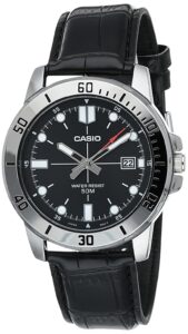 casio mtp-vd01l-1ev men's enticer stainless steel black dial casual analog sporty watch