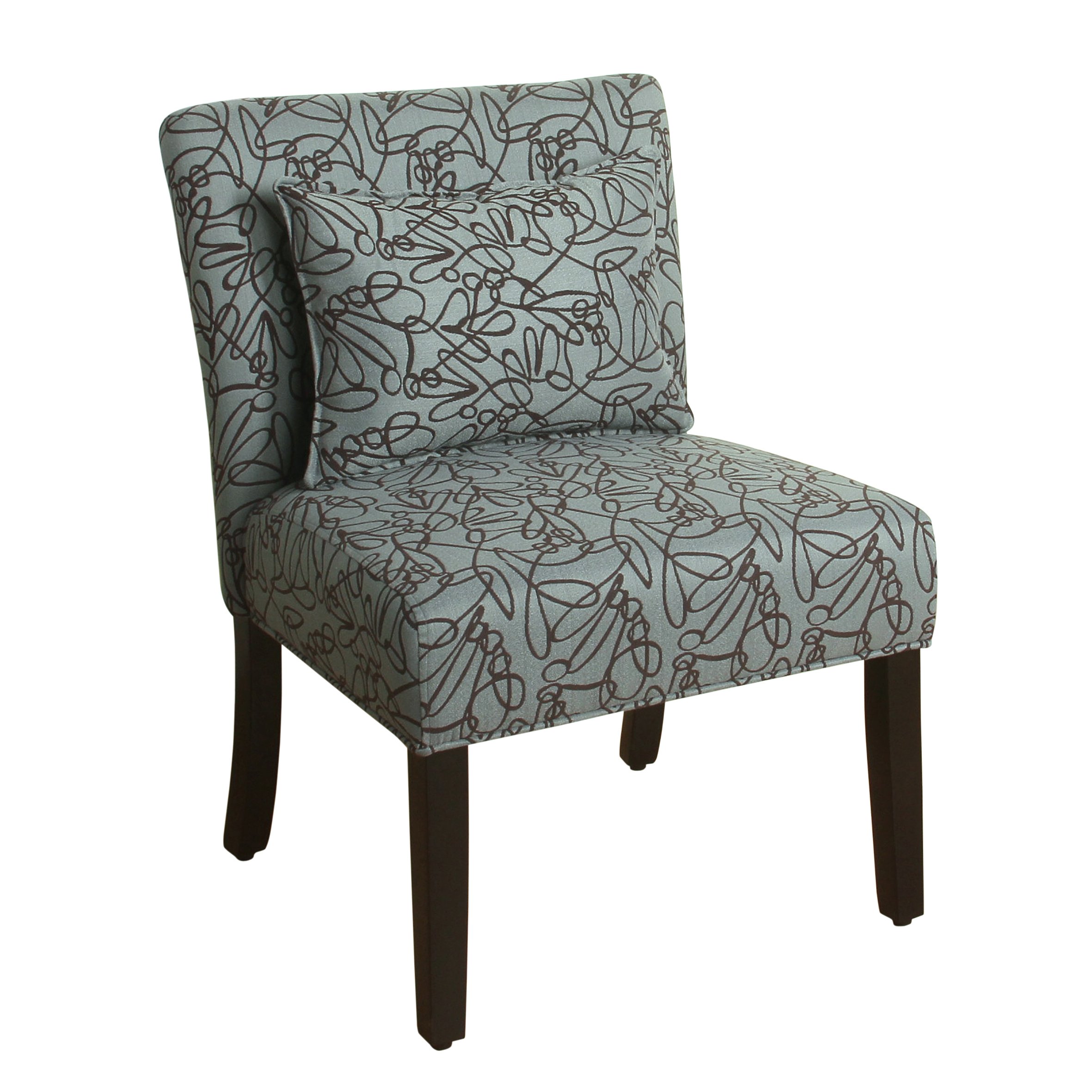 HomePop Parker Accent Chair with Pillow, Teal Swirl Small