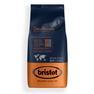 Bristot Decaf Italian Coffee Beans | Italian Espresso Beans Whole | Medium Roast | 1.1 lb/500g