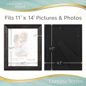 Langdon House 11x14 Real Wood Picture Frames (Barnwood Black - Gold Accents, 2 Pack), French Country Style Wooden Photo Frame 11 x 14, Lumina Collection