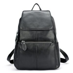 15 colors real soft 100% genuine leather women backpack fashion ladies travel bag preppy style for woman (black)