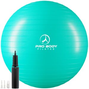 probody pilates ball exercise ball, yoga ball chair, multiple sizes stability ball chair, gym grade birthing ball for pregnancy, fitness, balance, workout and physical therapy ball (aqua, 65 cm)