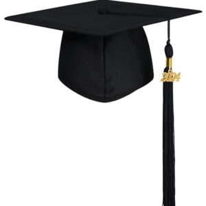 GraduatePro Matte Graduation Cap with 2024 Tassel for Adults High School and Bachelor Master Black