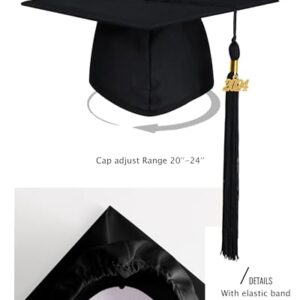 GraduatePro Matte Graduation Cap with 2024 Tassel for Adults High School and Bachelor Master Black