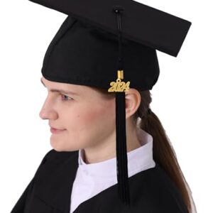 GraduatePro Matte Graduation Cap with 2024 Tassel for Adults High School and Bachelor Master Black