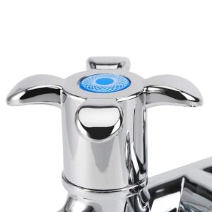 Fdit Water Tap Faucet Sink Basin Single Cooler Mixer Tap Double Spout Double Switch for Washing Machine Kitchen Sink Garden (Blossom Handle)