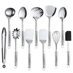 maphyton cooking utensil set, 11 pcs stainless steel kitchen utensil set, nonstick kitchen gadgets cookware set with spatula