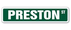 cortan360 preston street sign childrens name room sign| indoor/outdoor | 8" wide sticker decal