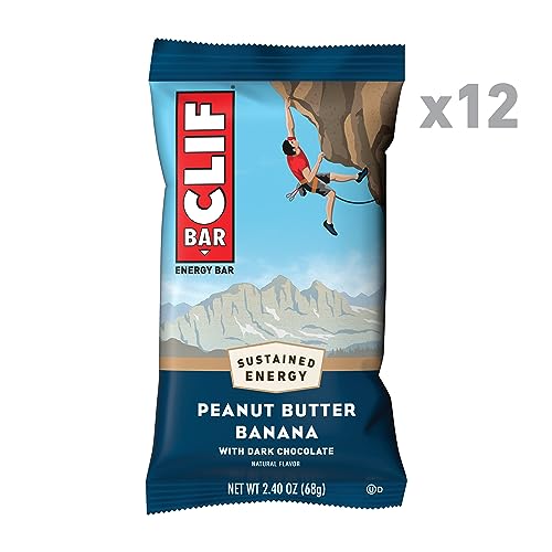 CLIF BAR - Peanut Butter Banana with Dark Chocolate Flavor - Made with Organic Oats - Non-GMO - Plant Based - Energy Bars - 2.4 oz. (12 Pack)