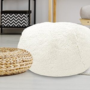 Urban Shop Long Hair XL Pouf, White