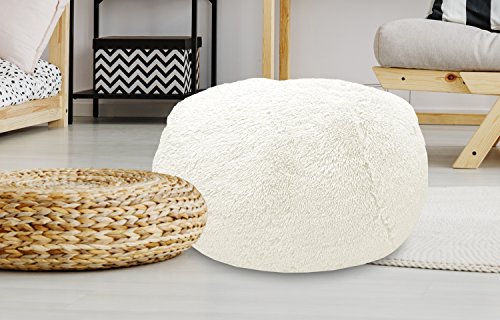 Urban Shop Long Hair XL Pouf, White