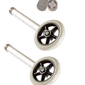 5" Walker Wheels Replacement Kit, Universal Replacement Wheel Kit for Walkers with Pair of Walker Ski Glides, 5 Inch Wheels by Healthline Trading