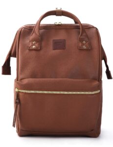 kah&kee leather backpack for women and men 15-inch laptop bag | teacher professional, diaper bag backpack, ideal for work, school, nurse, college & travel (brown, medium)