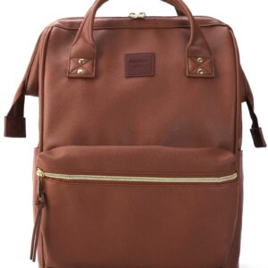 Kah&Kee Leather Backpack for Women and Men 15-inch Laptop Bag | Teacher Professional, Diaper Bag Backpack, Ideal for Work, School, Nurse, College & Travel (Brown, Medium)