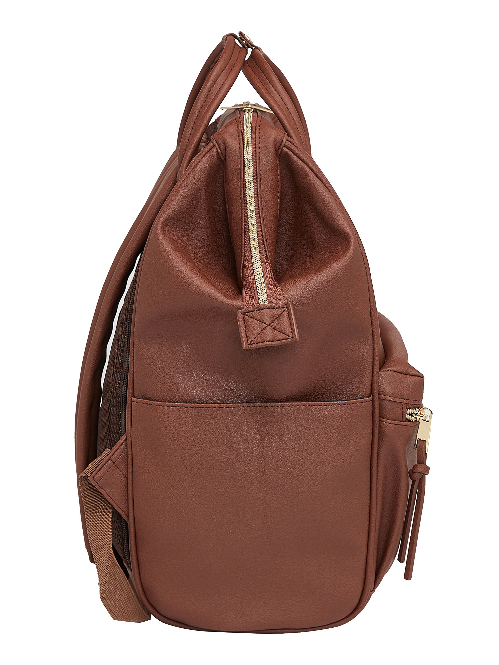 Kah&Kee Leather Backpack for Women and Men 15-inch Laptop Bag | Teacher Professional, Diaper Bag Backpack, Ideal for Work, School, Nurse, College & Travel (Brown, Medium)