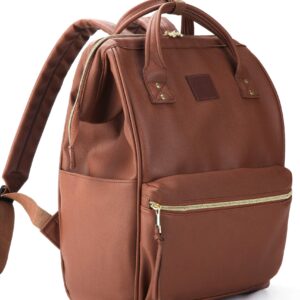 Kah&Kee Leather Backpack for Women and Men 15-inch Laptop Bag | Teacher Professional, Diaper Bag Backpack, Ideal for Work, School, Nurse, College & Travel (Brown, Medium)