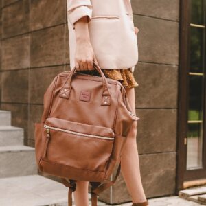 Kah&Kee Leather Backpack for Women and Men 15-inch Laptop Bag | Teacher Professional, Diaper Bag Backpack, Ideal for Work, School, Nurse, College & Travel (Brown, Medium)