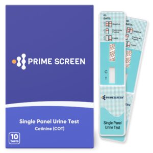 prime screen [10 pack] nicotine tobacco cotinine urine test kit - urine dip card testing cotinine from smoking - wcot-114