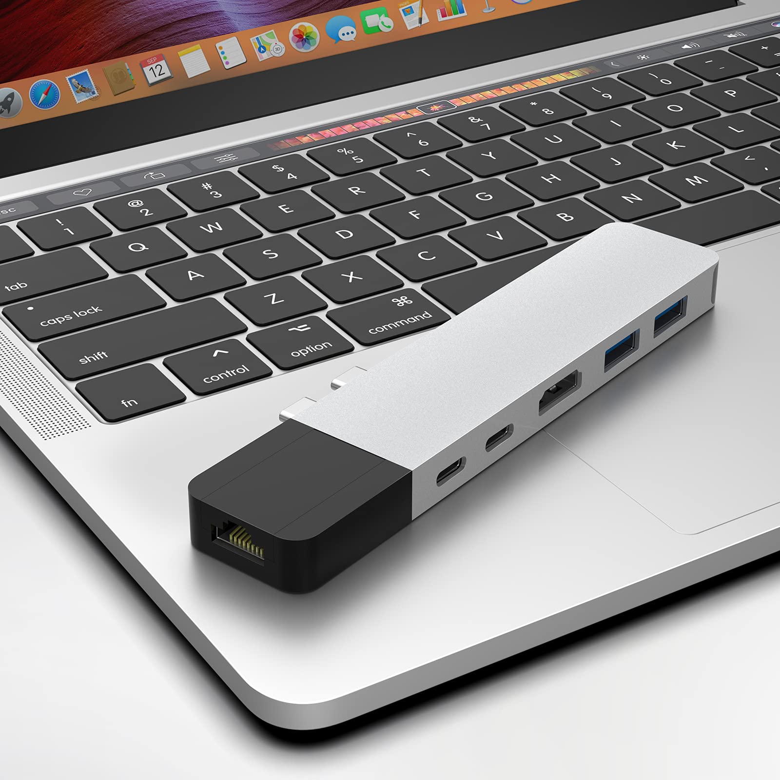 HyperDrive USB C Hub, NET 6-in-2 for MacBook Pro Air, Multi-Port USB-C Dongle w/Gigabit Ethernet, 40Gbps/100W PD, 5Gbps/60W PD, 4K30Hz HDMI