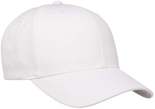 Flexfit Mens Cotton Twill Fitted Baseball Cap, White, Large-X-Large US