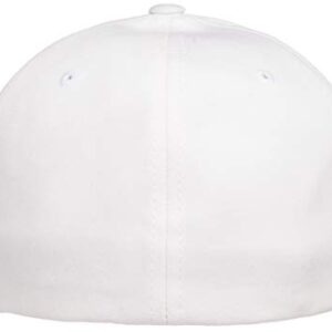 Flexfit Mens Cotton Twill Fitted Baseball Cap, White, Large-X-Large US