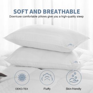 downluxe Down Alternative Pillows Standard Size Set of 2 - Hotel Collection Soft Bed Pillows for Sleeping, Perfect for Side, Back and Stomach Sleepers, 20 X 26