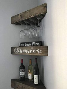 1 wine rack, 2 corner floating shelves set