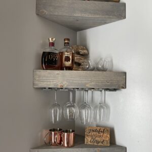 1 Wine Rack, 2 Corner Floating Shelves Set