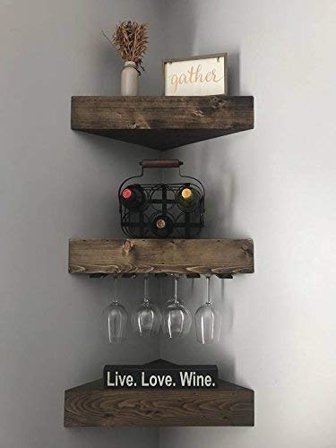 1 Wine Rack, 2 Corner Floating Shelves Set