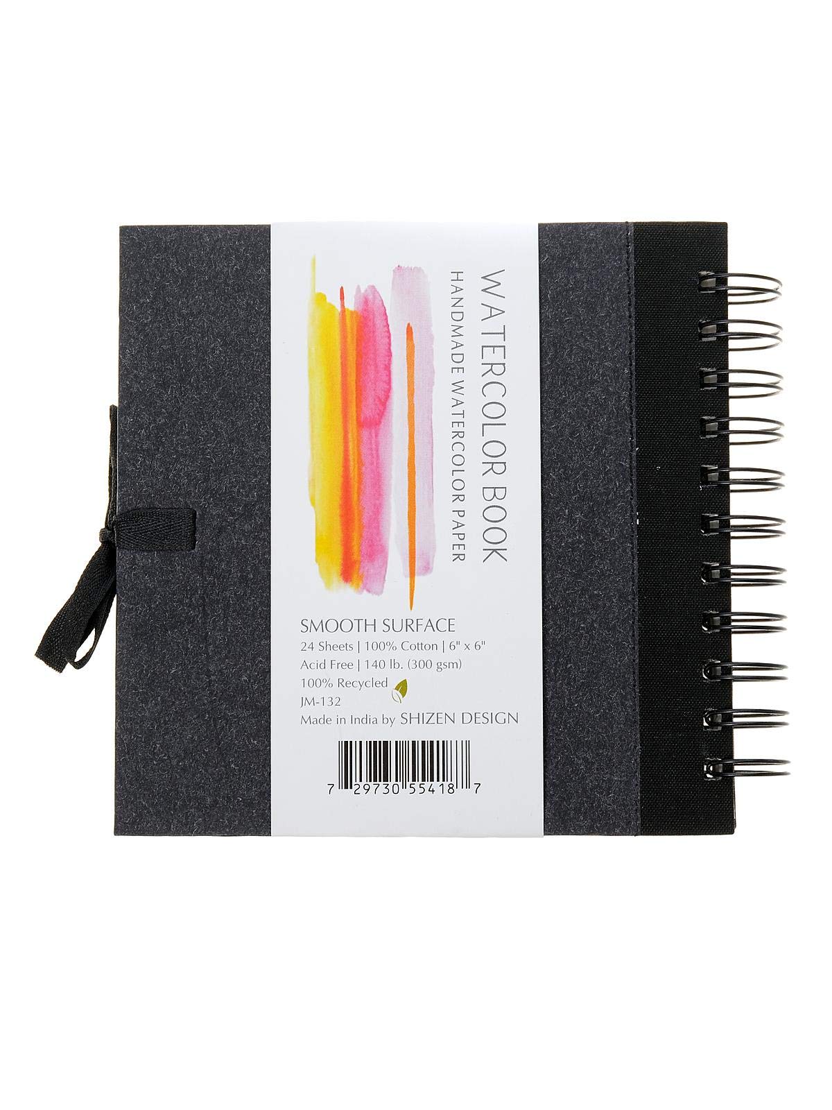 Shizen Design Watercolor Book Black Paper Cover 6 in. x 6 in. 24 Sheets