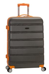 rockland melbourne hardside expandable spinner wheel luggage, charcoal, checked large 28"