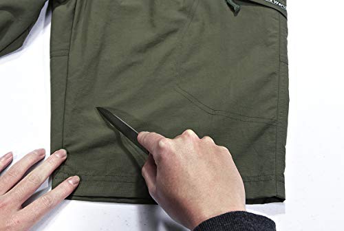 Men's Outdoor Stretch Quick Drying Cargo Pockets Hiking Camping Fishing Athletic Shorts with Multi Pockets Army Military