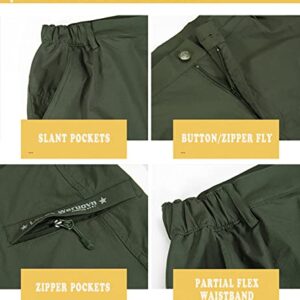 Men's Outdoor Stretch Quick Drying Cargo Pockets Hiking Camping Fishing Athletic Shorts with Multi Pockets Army Military