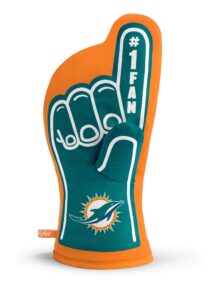 youthefan nfl miami dolphins #1 oven mitt team color, 13.25" x 6.5"